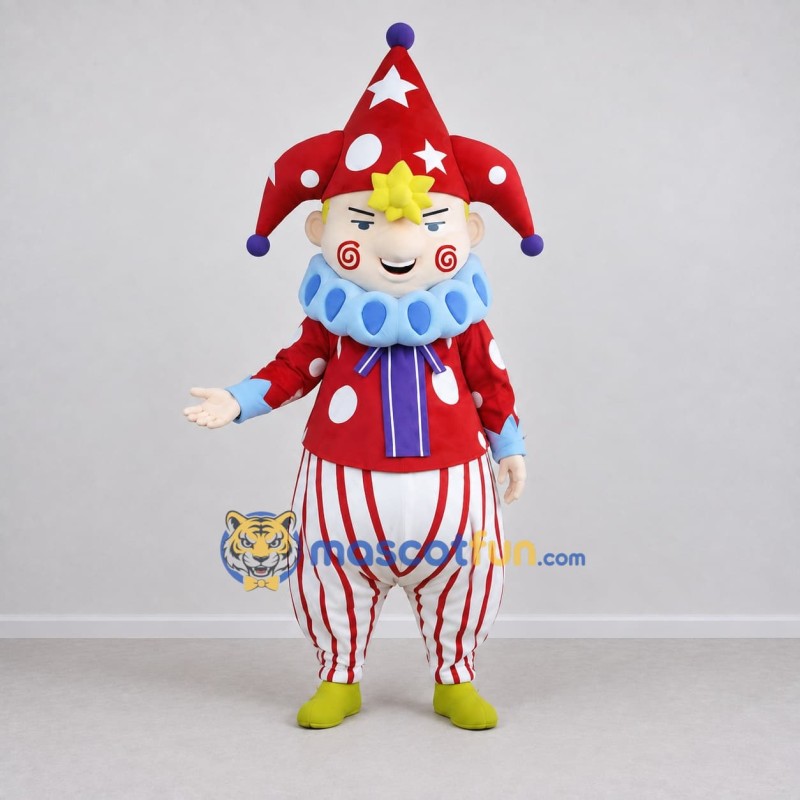 Custom Red and White Jester Clown Character Mascot Costume Adult Full Body Suit for Theme Parties Custom Red and White Jester Clown Character Mascot Costume Adult Full Body Suit for Theme Parties