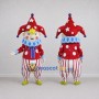 Custom Red and White Jester Clown Character Mascot Costume Adult Full Body Suit for Theme Parties