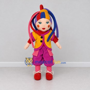Custom Pink Yellow and Purple Rag Doll Clown Character Mascot Costume Adult Full Body Suit for Theme Parties Custom Pink Yellow and Purple Rag Doll Clown Character Mascot Costume Adult Full Body Suit for Theme Parties