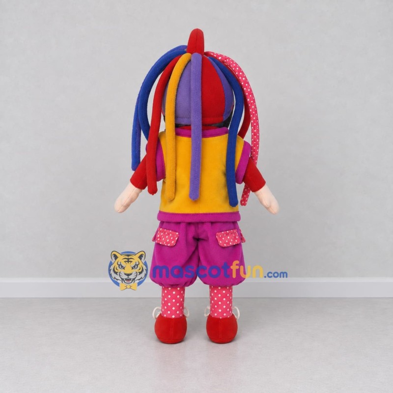 Custom Pink Yellow and Purple Rag Doll Clown Character Mascot Costume Adult Full Body Suit for Theme Parties Custom Pink Yellow and Purple Rag Doll Clown Character Mascot Costume Adult Full Body Suit for Theme Parties