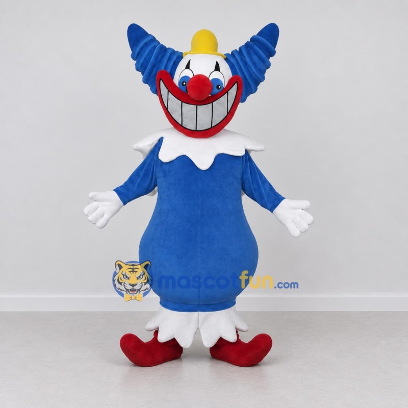 Custom Blue and White Clown Character Mascot Costume Adult Full Body Suit for Theme Parties Custom Blue and White Clown Character Mascot Costume Adult Full Body Suit for Theme Parties