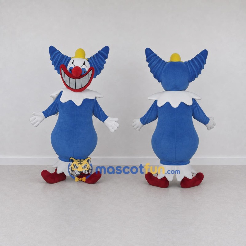 Custom Blue and White Clown Character Mascot Costume Adult Full Body Suit for Theme Parties Custom Blue and White Clown Character Mascot Costume Adult Full Body Suit for Theme Parties