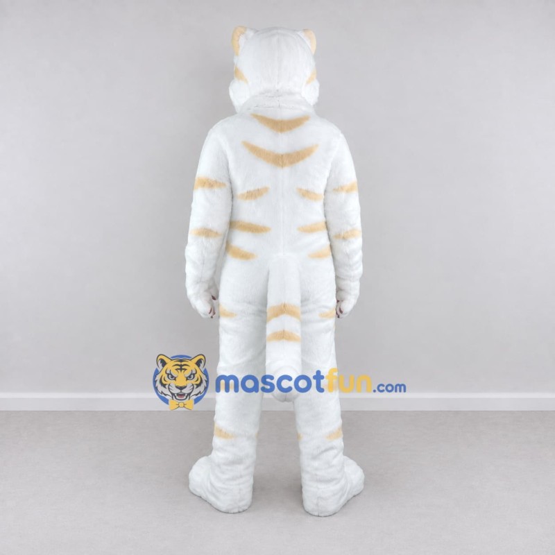 Custom White and Cream Tiger Character Mascot Costume Adult Full Body Suit for Wildlife Events Custom White and Cream Tiger Character Mascot Costume Adult Full Body Suit for Wildlife Events