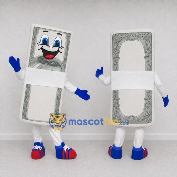 Custom Gray and White Banknote Bundle Character Mascot Costume Adult Full Body Suit for Community Events