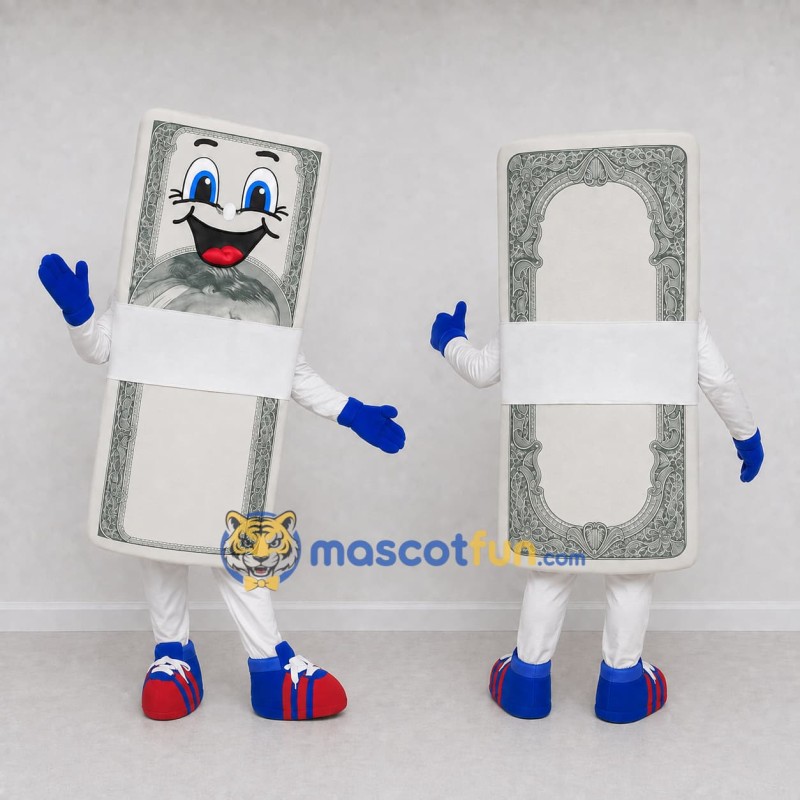 Custom Gray and White Banknote Bundle Character Mascot Costume Adult Full Body Suit for Community Events Custom Gray and White Banknote Bundle Character Mascot Costume Adult Full Body Suit for Community Events