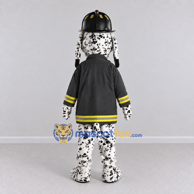 Custom Black and White Dalmatian Firefighter Character Mascot Costume Adult Full Body Suit for Community Events Custom Black and White Dalmatian Firefighter Character Mascot Costume Adult Full Body Suit for Community Events