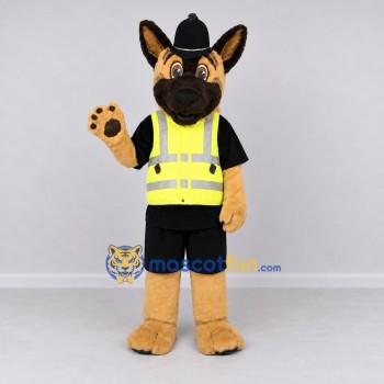 Custom Tan Black and Yellow German Shepherd Police Character Mascot Costume Adult Full Body Suit for Community Events
