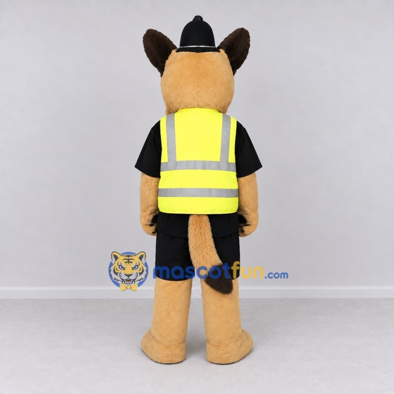 Custom Tan Black and Yellow German Shepherd Police Character Mascot Costume Adult Full Body Suit for Community Events
