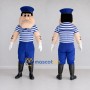Custom Blue and White Sailor Character Mascot Costume Adult Full Body Suit for Theme Parties