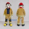 Custom Tan and Red Dalmatian Firefighter Character Mascot Costume Adult Full Body Suit for Community Events Custom Tan and Red Dalmatian Firefighter Character Mascot Costume Adult Full Body Suit for Community Events